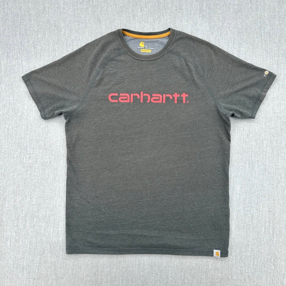 Carhartt Force Graphic T-Shirt‎  Mens Medium Relaxed Fit Charcoal Gray Red